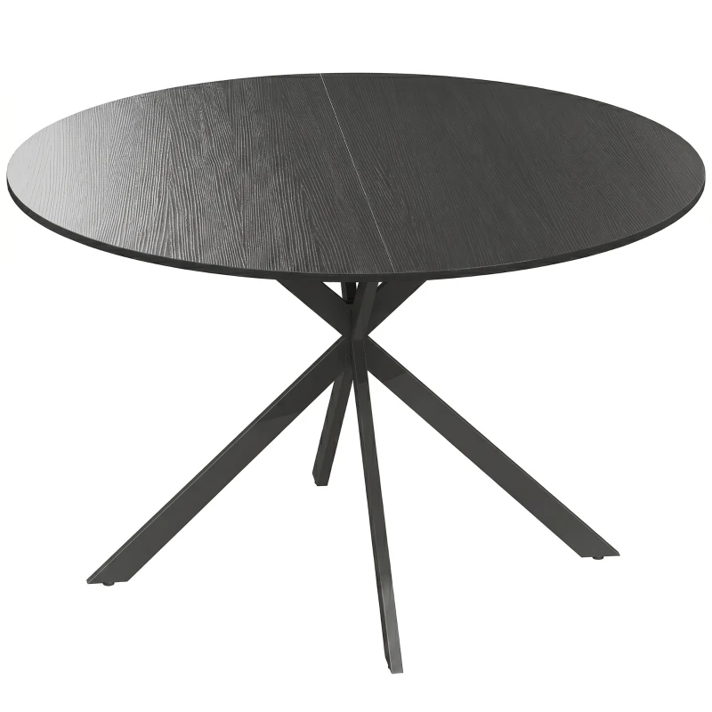 HOMCOM Ronde eettafel voor 4 personen, keukentafel in industriële stijl met stalen poten, voor eetkamer, keuken, zwart