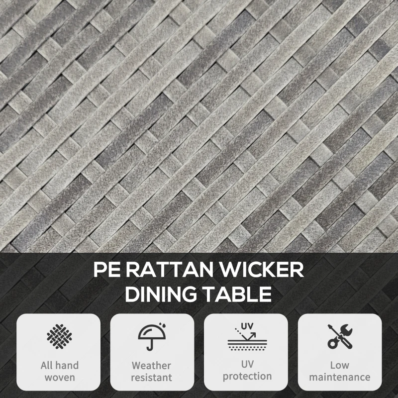 Outsunny 70 cm Wood-Effect Rattan Garden Table - Grey