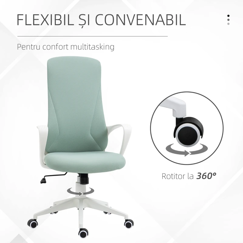 Vinsetto Scaun de Birou Ergonomic și Căptușit cu Înălțime Reglabilă și Funcție de Balansare, 62x56x110-119.5 cm, Verde