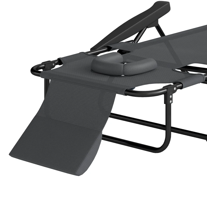 Outsunny Tuinstoel Ligstoel, opvouwbaar, weerbestendig, 194 cm x 72 cm x 89 cm, Zwart + Donkergrijs