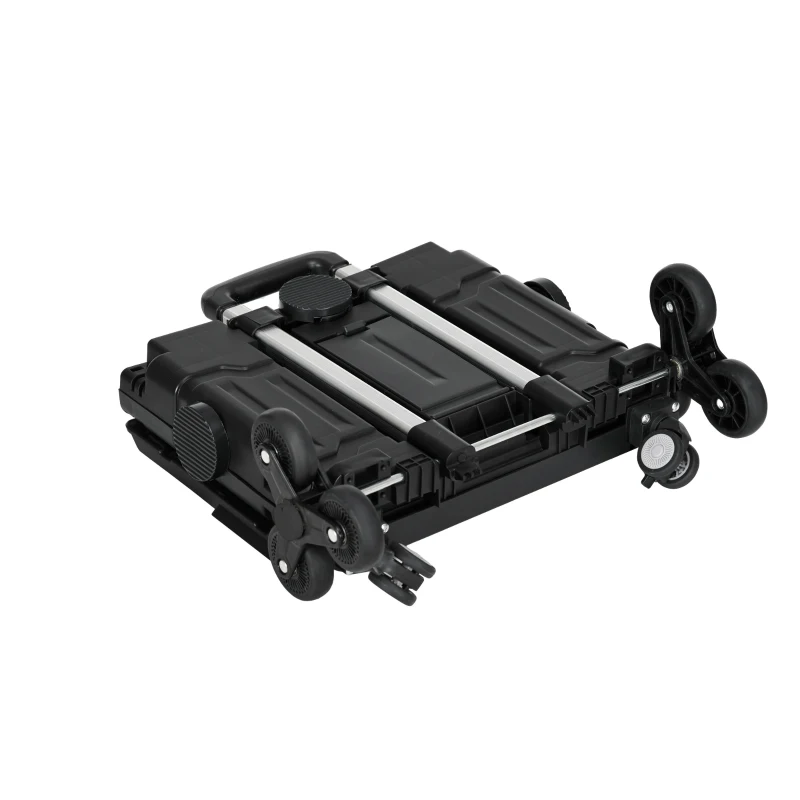 HOMCOM Winkelwagen Winkeltrolley, Trappenklimmer, Opvouwbaar, Telescopische Greep, tot Max. 65 Kilo Belastbaar, Zwart