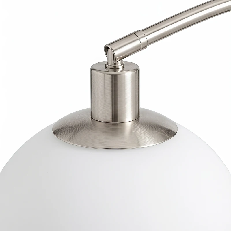 HOMCOM Vloerlamp met gebogen kap, voetschakelaar, marmeren voet en kunststof lampenkap, wit