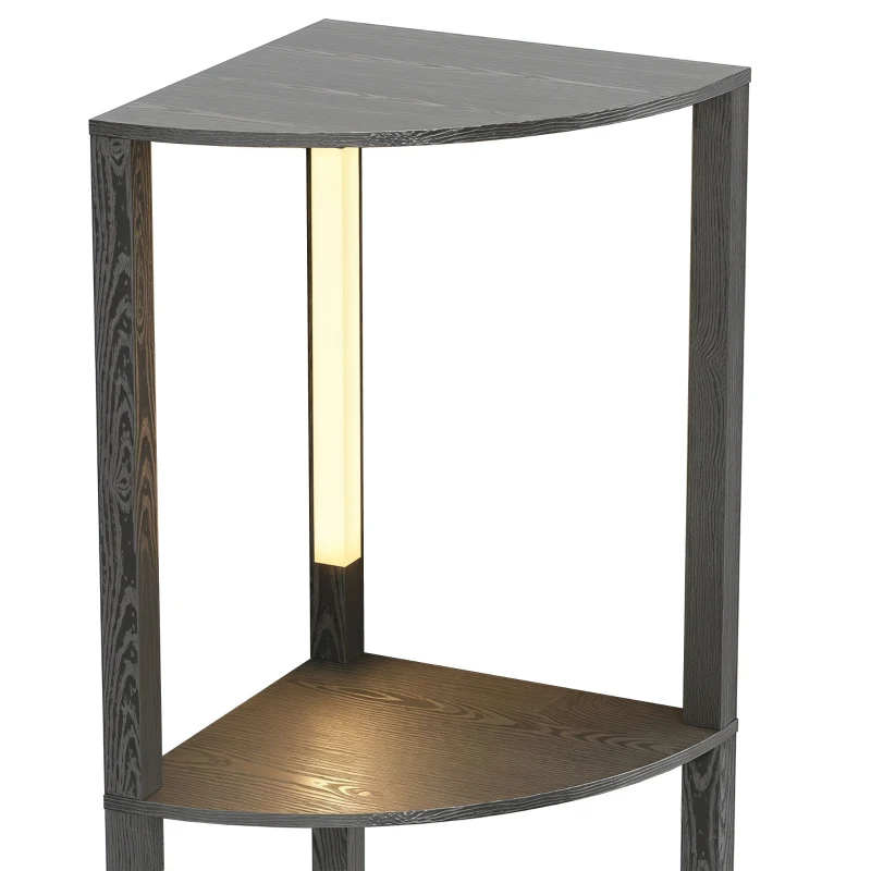 HOMCOM Corner Floor Lamp for Living Room Bedroom with Warm White LED Light, Modern Tall Standing Lamp, Black