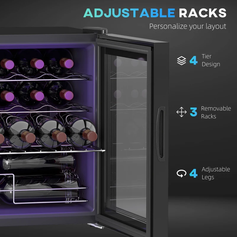 HOMCOM 42L 16-Bottle Wine Cooler Fridge - Black