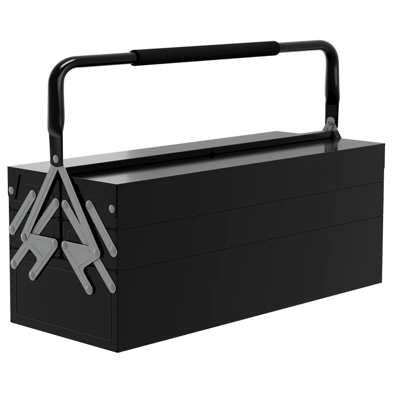 DURHAND Gereedschapskist, 3 niveaus, Staal, 56L x 20B x 41H cm, Zwart