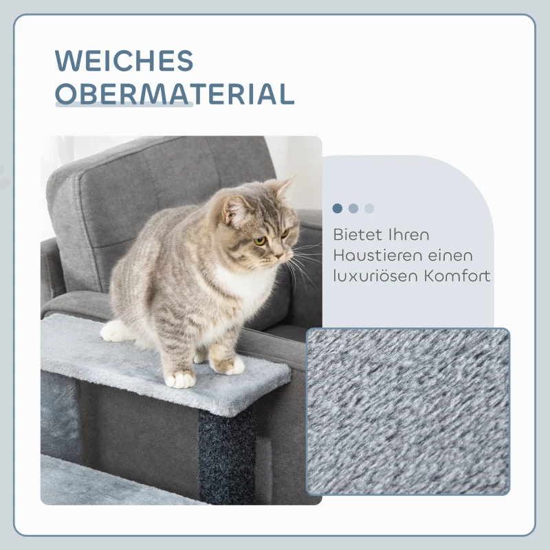 Pawhut huisdierentrap met bal 4-trede 60 x 40 x 64 cm