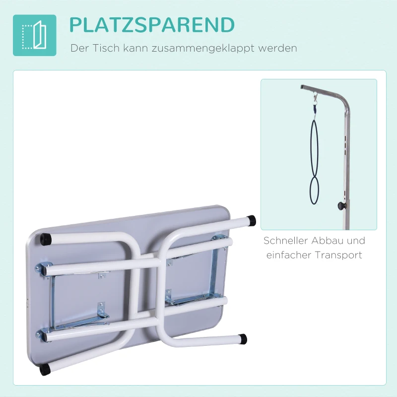 PawHut Huisdier Verzorgingstafel, voor het Trimmen, Borstelen, Wassen van Huisdieren, Metaal, Blauw