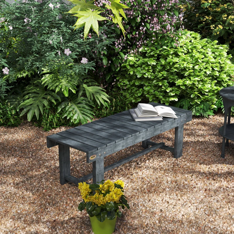 Outsunny 2-Seater Garden Wooden Bench, Grey