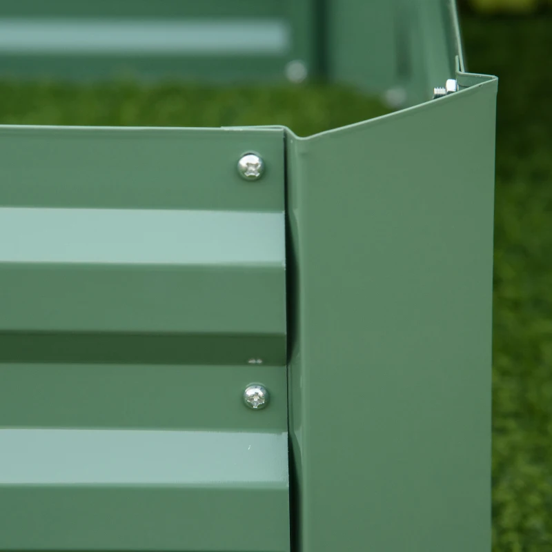 Outsunny verhoogd bed set, 2 stuks. Stalen tuinbedplanter Tuinplanter Greenery