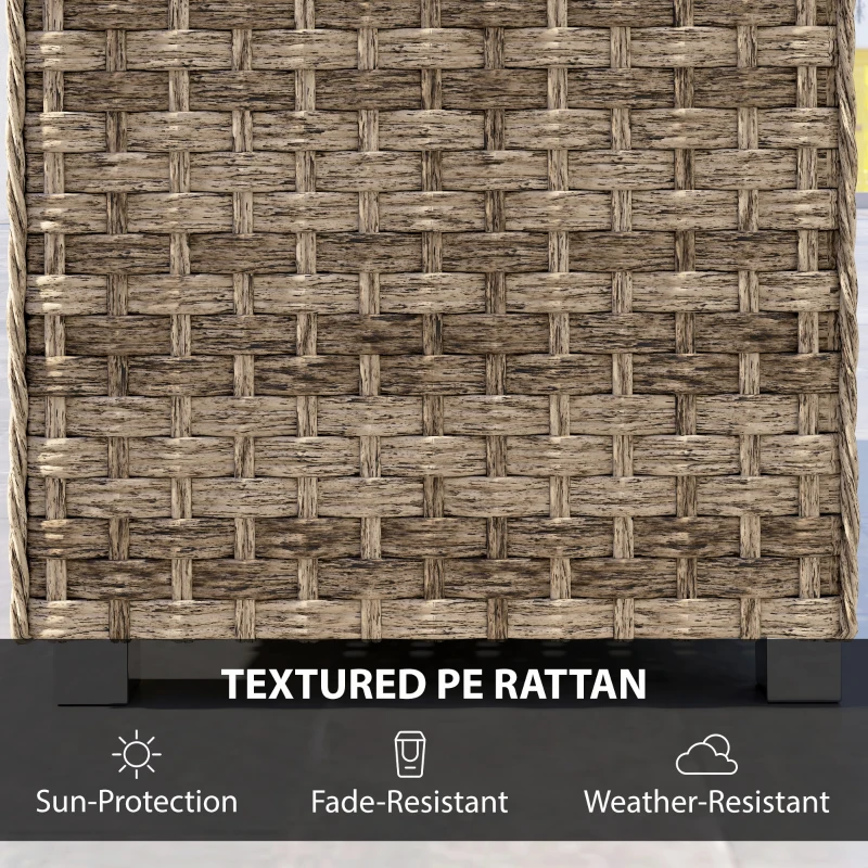 Outsunny Outdoor Coffee Table with Storage Shelf, PE Rattan Side Table with Slatted Top and Foot Pads, Light Brown