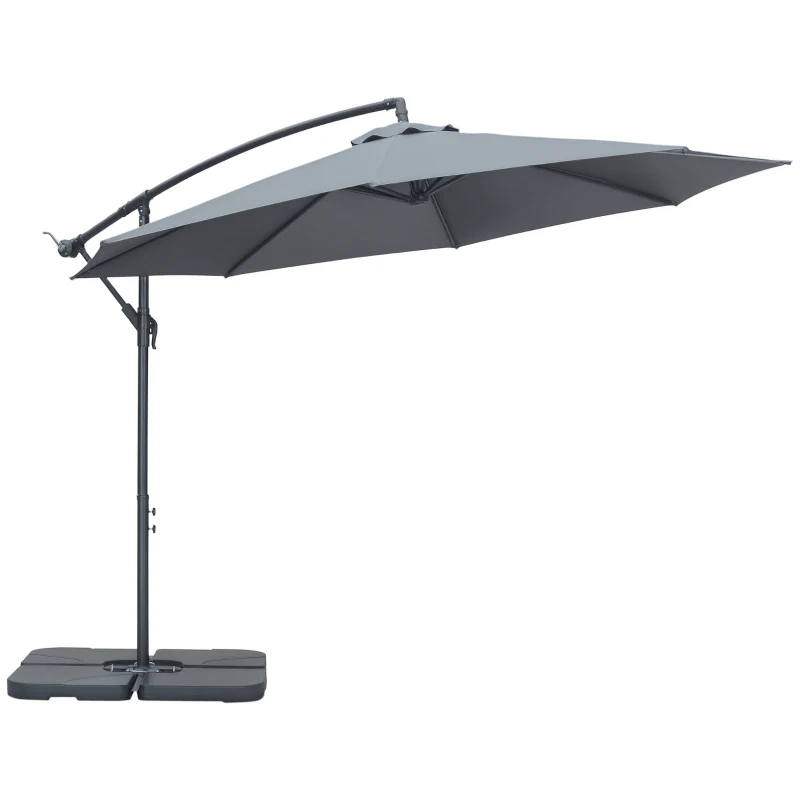 Outsunny Ampelscherm Parasol Tuinscherm, inclusief kruisvoet, weerbestendig, 292 cm x 292 cm x 247 cm, Grijs