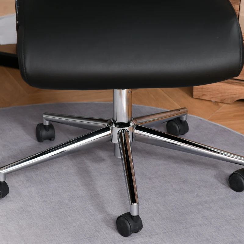 HOMCOM Fauteuil de bureau manager design contemporain hauteur assise réglable pivotant 360° piètement accoudoirs chromés PU noir