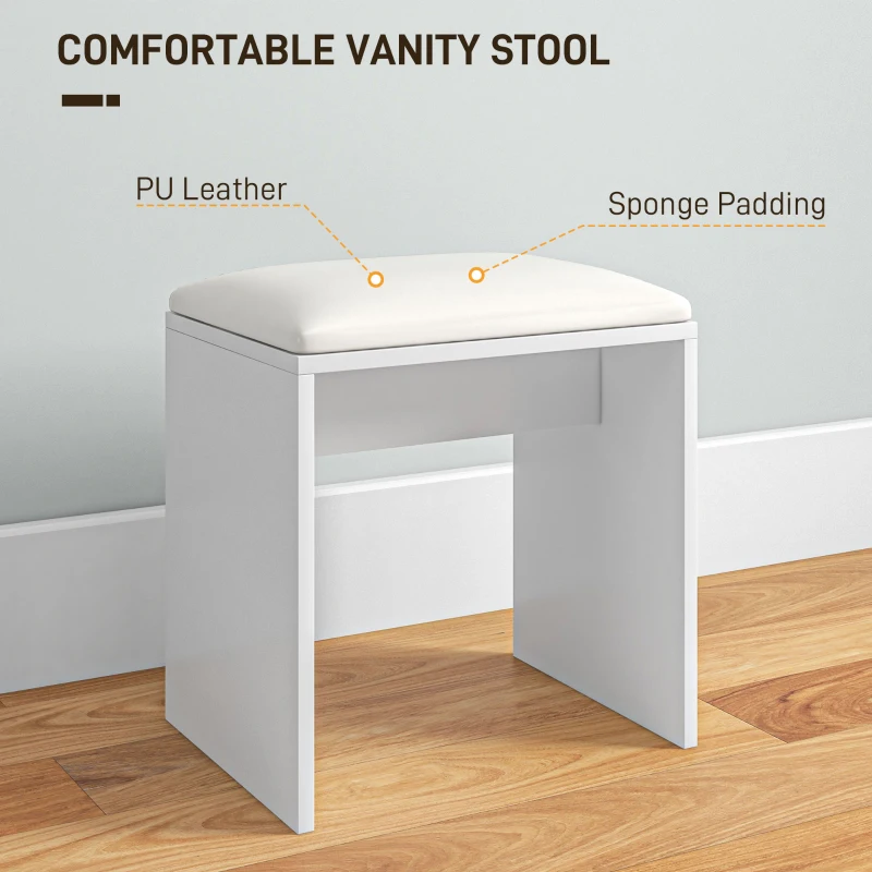 HOMCOM Dressing Table and Stool Set, with Storage - White