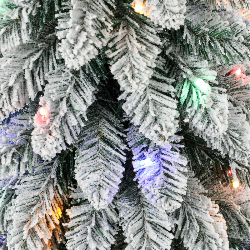 HOMCOM Artificial Christmas Tree Set of 3, Snowy Pre-Lit Christmas Tree with PVC Branch Tips, 90/120/150 cm, Green White