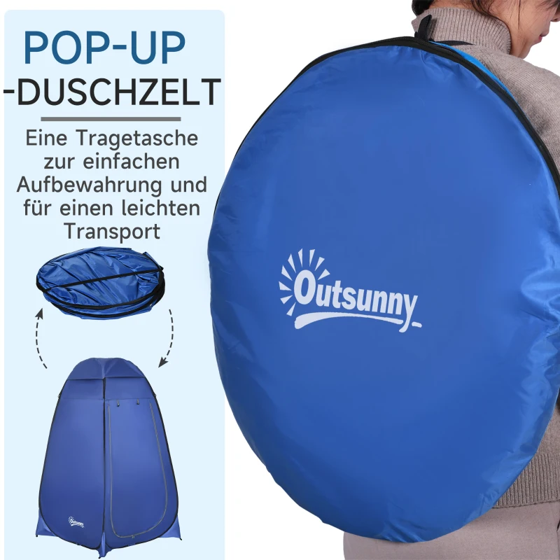 Outsunny Pop-up Camping Toilet-/Douchetent: Mobiel, Privacy, Waterdicht, Donkerblauw, 120x120x190cm