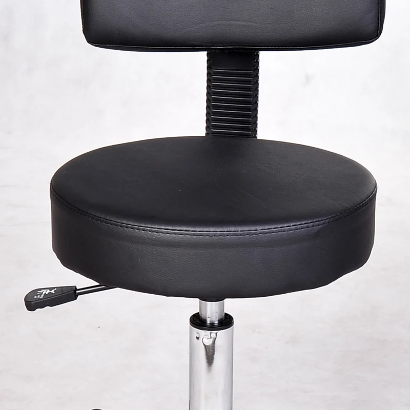 HOMCOM Sgabello con Schienale da Salone Sedia Girevole in Finta Pelle Altezza Regolabile Nero