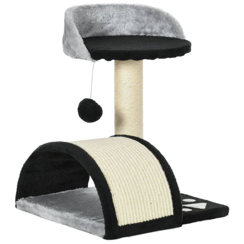 PawHut krabboom met speelballen, krabpaal voor katten, krabpaal met sisal, zwart + grijs, 36 x 36 x 44 cm 36 x 36 x 44 | Aosom.nl