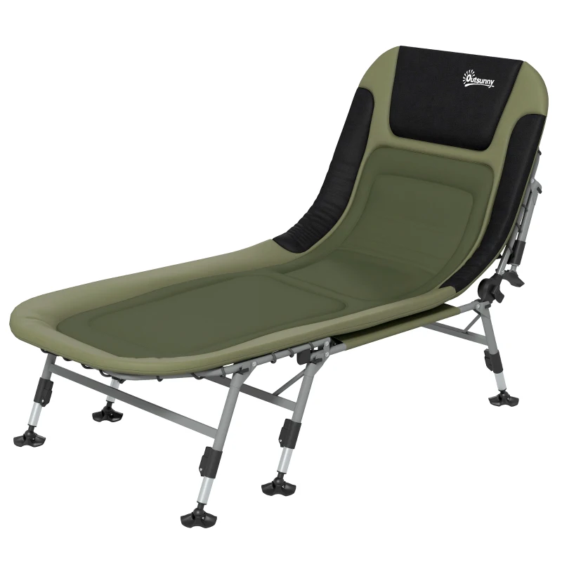 Outsunny Campingbed Ligbed Veldbed, 200 x 85 x 40-55 cm, Waterbestendig Groen