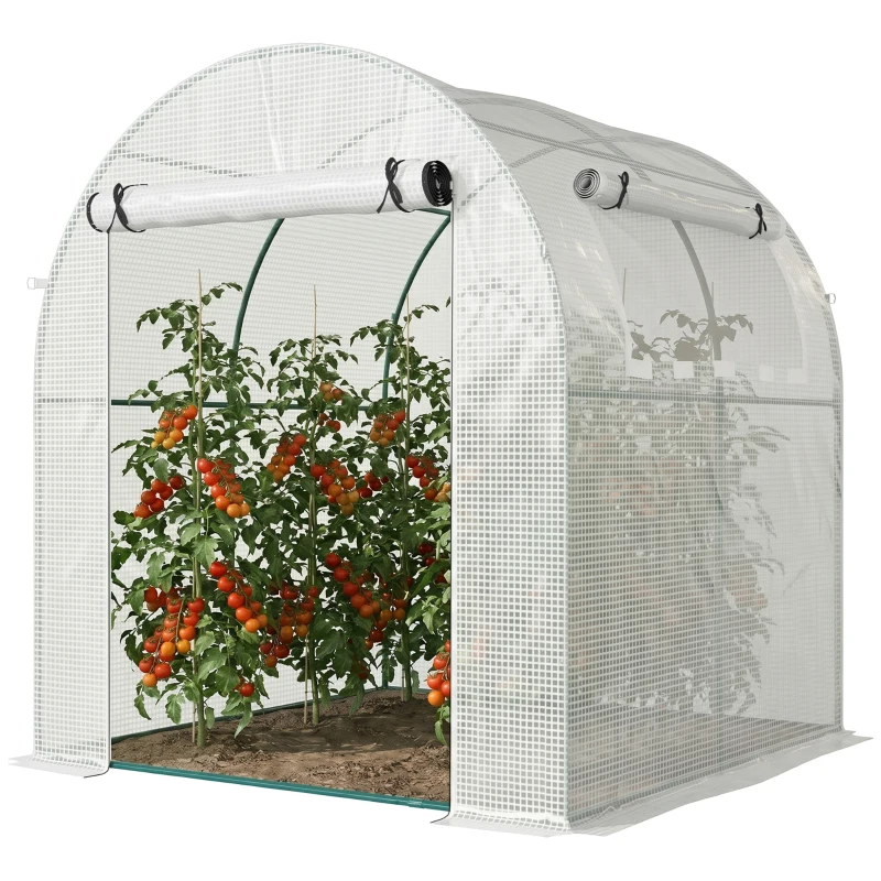 Outsunny Kas, draagbare plantenkas met stalen frame en kunststofafdekking, Wit