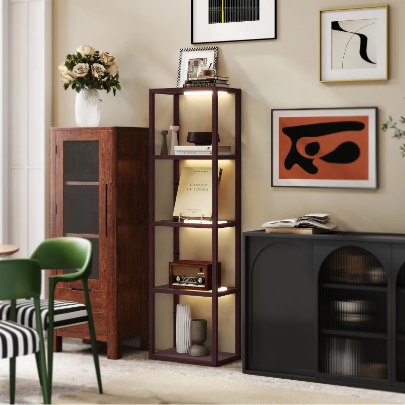 HOMCOM Four-Shelf Floor Lamp - Dark Brown