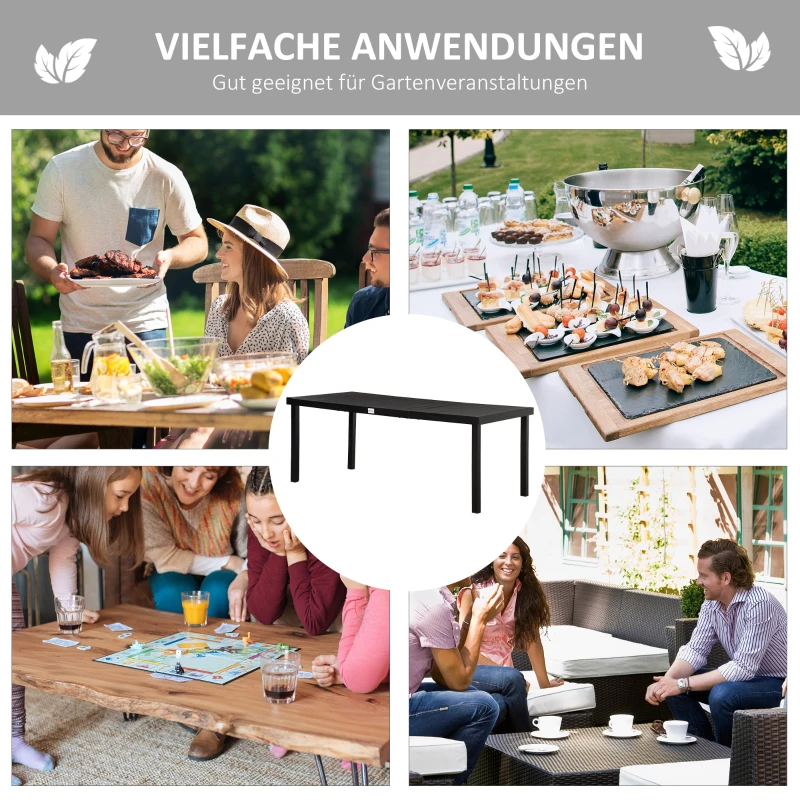 Outsunny Tuinmeubelset - Buitentafel - Loungetafel voor buiten - Weerbestendig - 190 x 90 x 74 cm - Zwart