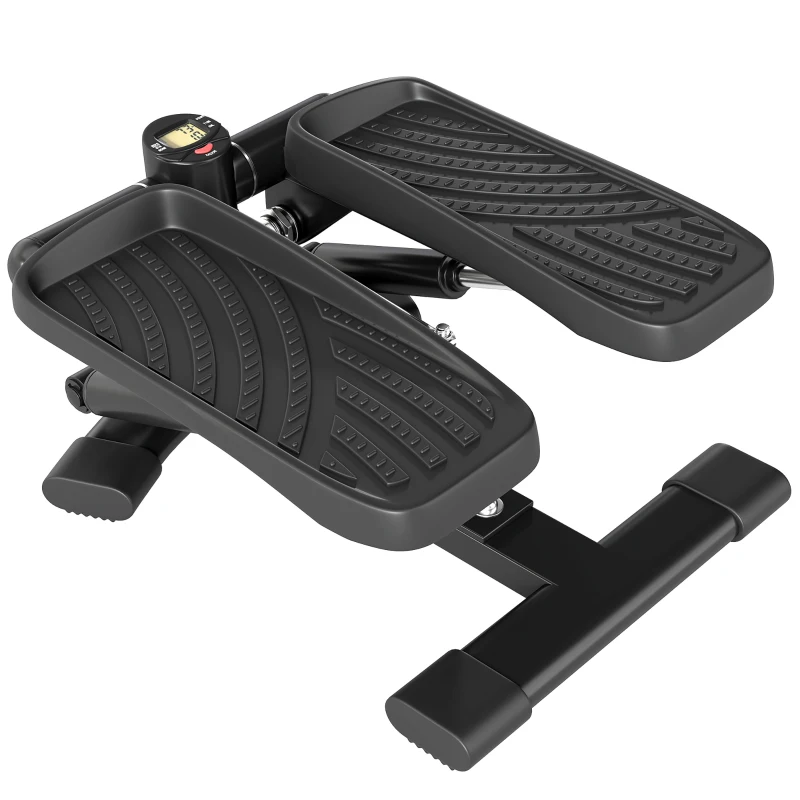 SPORTNOW Mini stepper fitness disque de torsion de la taille 2 en 1 écran LCD, hauteur réglable, 100 kg, 42 x 34 x 22 cm, noir