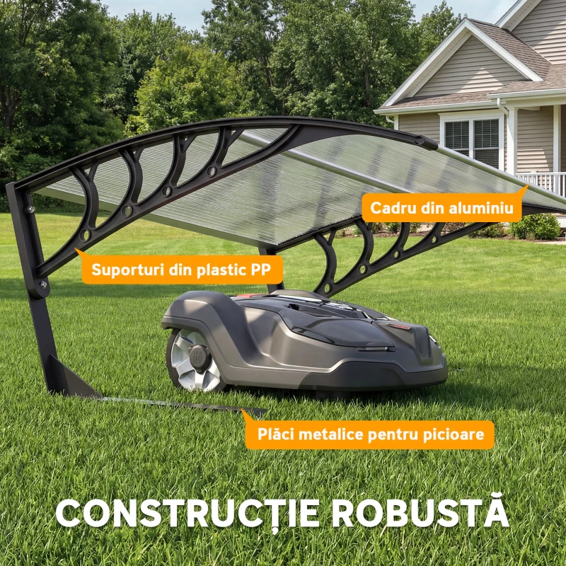 Outsunny Acoperiș exterior pentru mașină de tuns iarba, impermeabil și protecție UV 30+, din aluminiu, 100x81x43 cm, alb