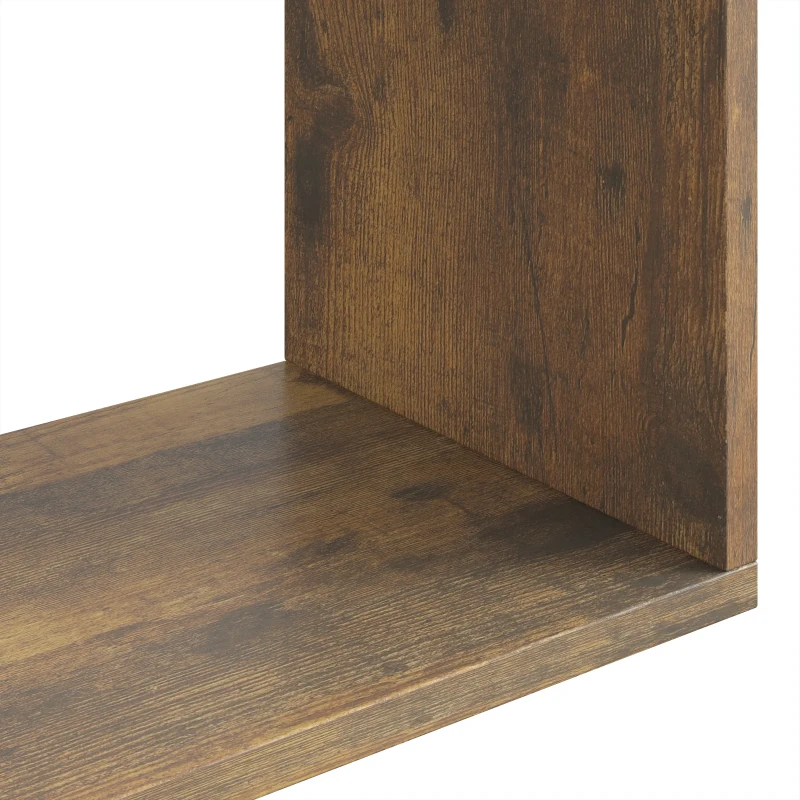 HOMCOM S-vormige bijzettafel, smalle tafel met 3 niveaus en opbergvakken voor woonkamer en slaapkamer, rustiek bruin