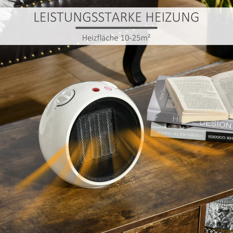 HOMCOM luchtverhitter elektrische kachel kachel kachel warmte 900W / 1500W PP kunststof wit + zwart 22 x 18.5 x 21 cm
