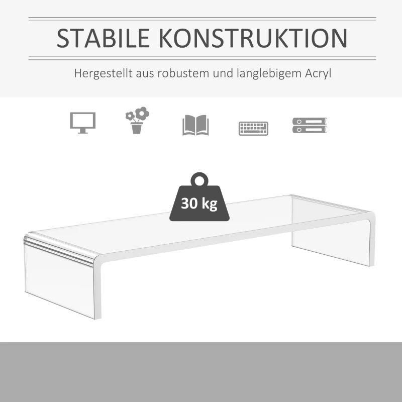 HOMCOM beeldschermstandaard monitorstandaard plexiglas standaard voor TFT-/LCD-monitoren(m-5)