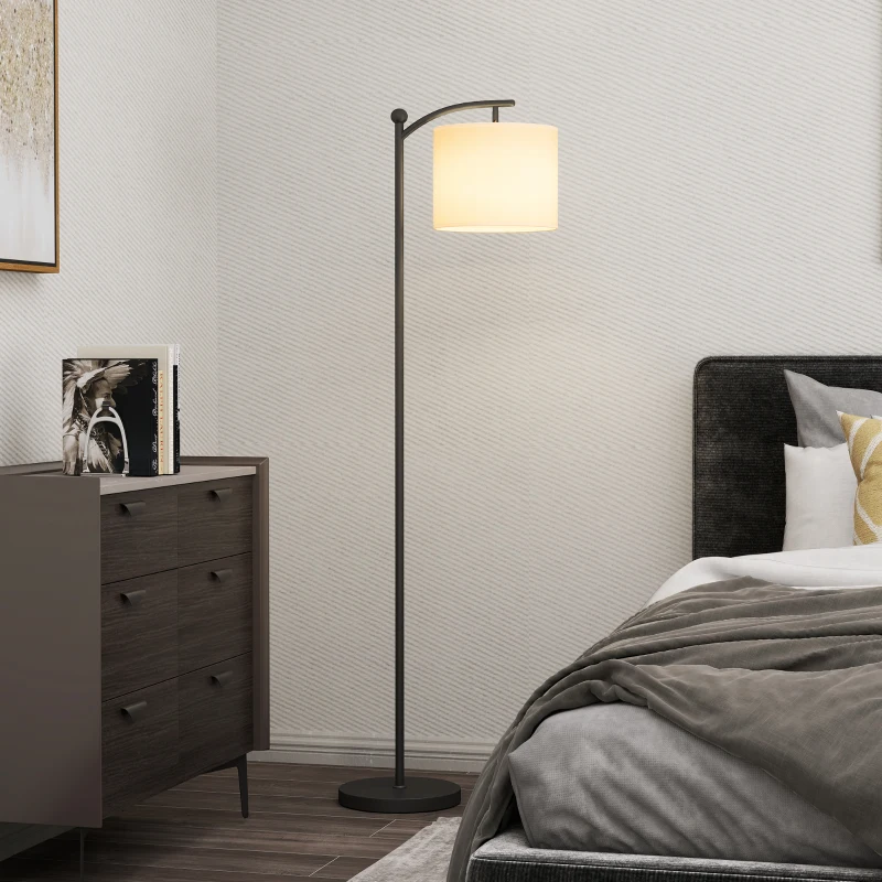 HOMCOM Vloerlamp met verstelbaar licht, voetschakelaar, afstandsbediening, metaal, zwart