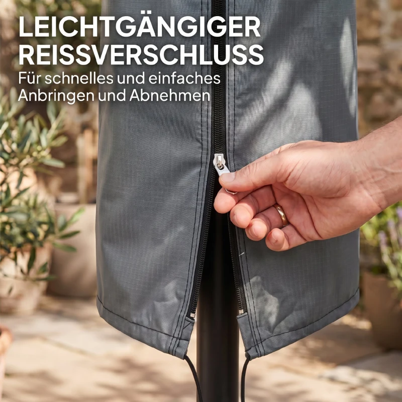 Outsunny Hoes voor tuinparasol, weerbestendig, met ritssluiting, gemaakt van Oxford-polyester, 178 cm, Grijs