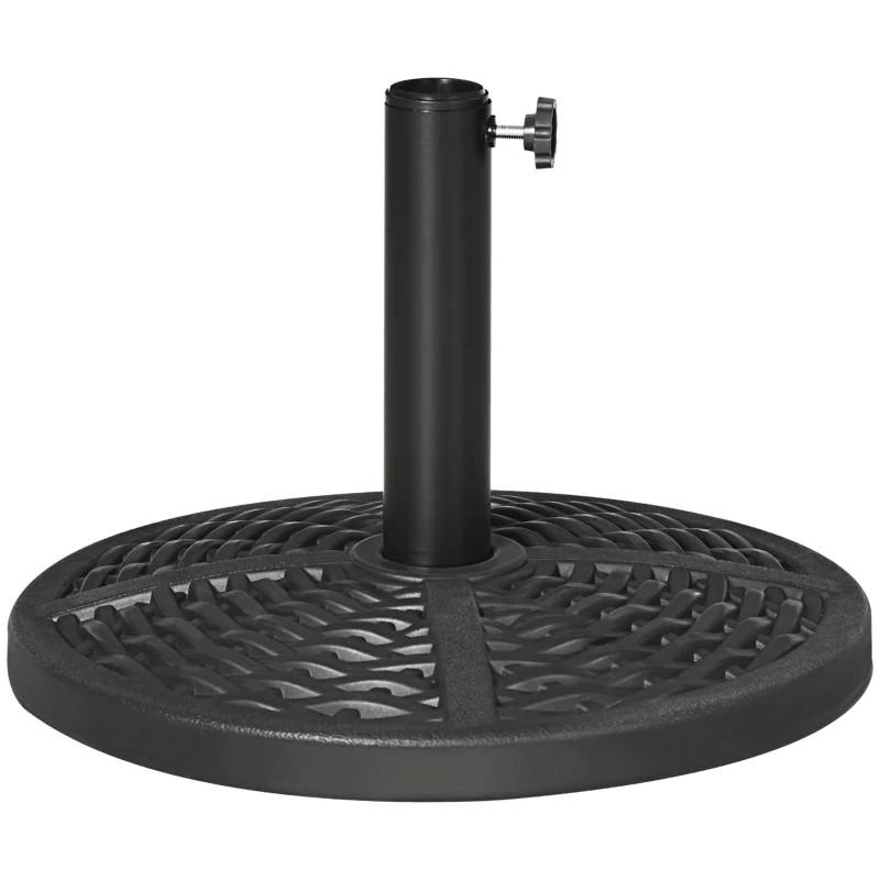 Outsunny Base per Ombrellone da Giardino Rotonda Effetto Rattan Ø45cm Peso da 9.5kg, Nero