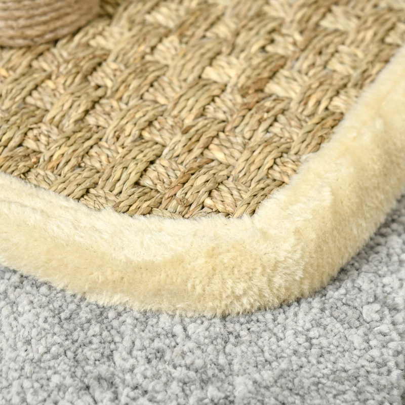 PawHut kattenkrabpaal kattenspeelgoed klimboom spaanplaat jute zeegras fluweelzacht polyester kaki + beige + koffie 40 x 30 x 56 cm