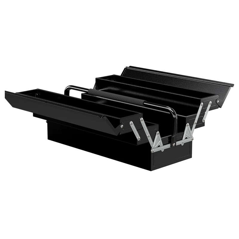 DURHAND Gereedschapskist, 3 niveaus, Staal, 56L x 20B x 41H cm, Zwart