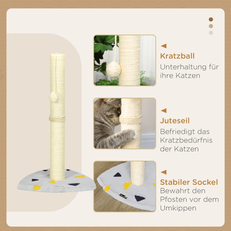 PawHut Krabpaal 62cm Kattenkrabpaal met Krabbal Kattenkrabpaal