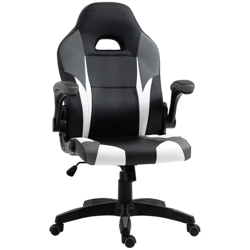 Vinsetto Silla Gaming Ergonómica Silla de Escritorio de Oficina 360° Giratoria con Apoyabrazos Abatibles Función de Basculante para Videojuegos Trabajo 68x71x114-124 cm Negro