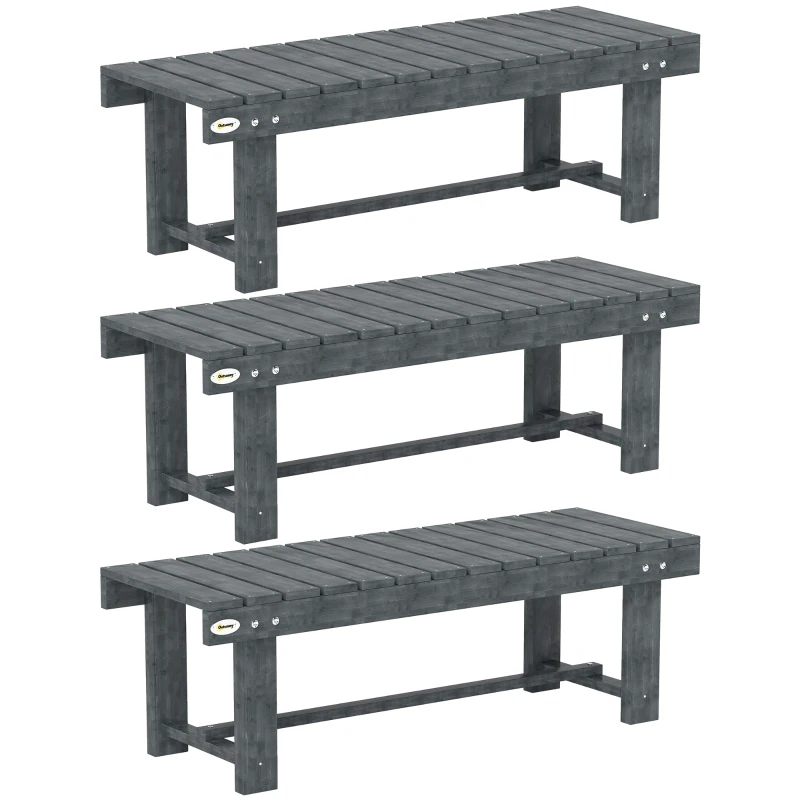 Outsunny 2-Seater Garden Wooden Bench, Grey