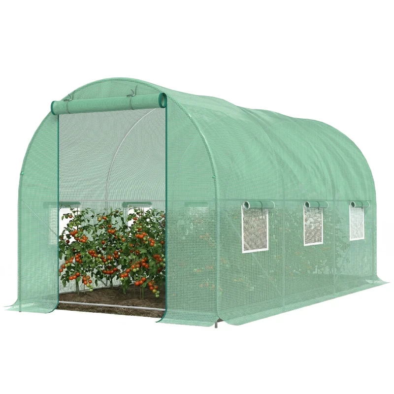 Outsunny Ruime Kas voor Elk Seizoen - Groen 445 x 190 x 200 cm