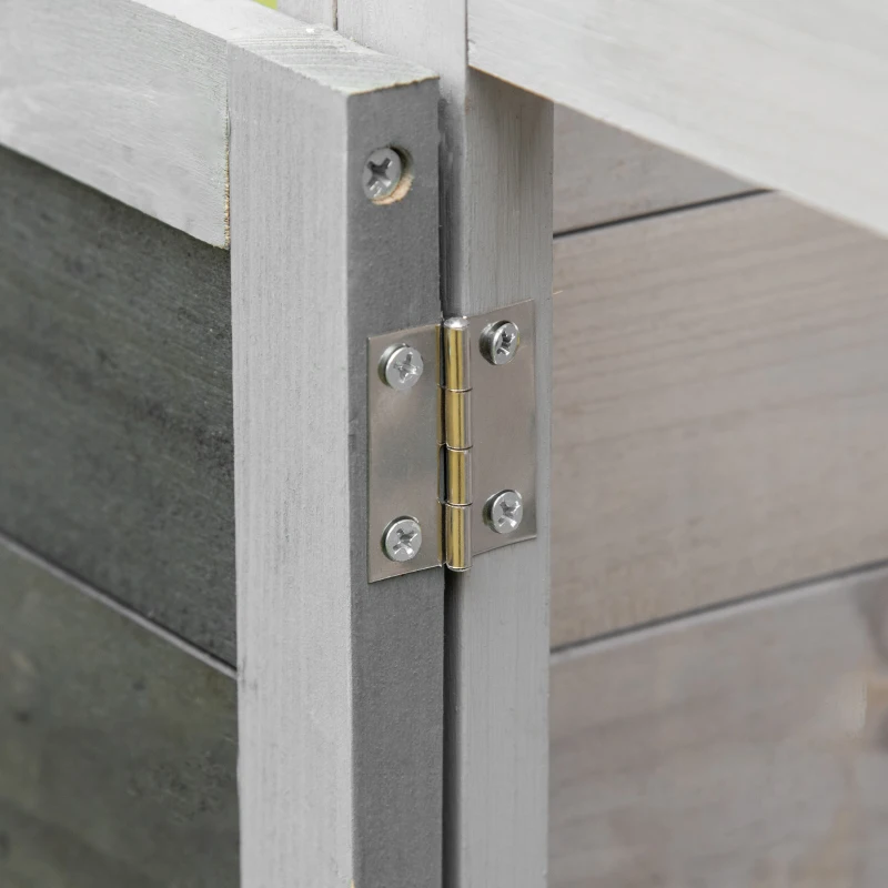 PawHut Conigliera Rialzata in Legno da Esterni con Tettuccio Apribile e Vassoio per Roditori 86x45x70cm