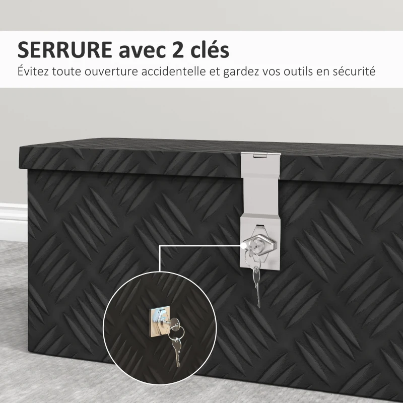HOMCOM Boîte de rangement - boîte à outils en aluminium -  alu. verrouillage clé - dim. 50L x 15,5l x 20,5H cm