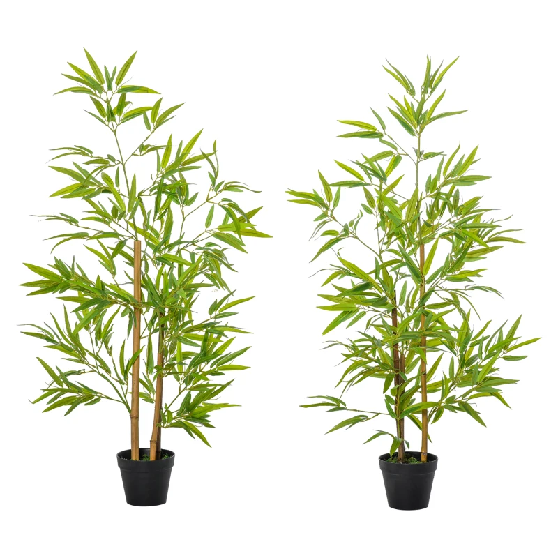 Outsunny Artificial Ficus Tree, with Weighted Plant Pot - Green