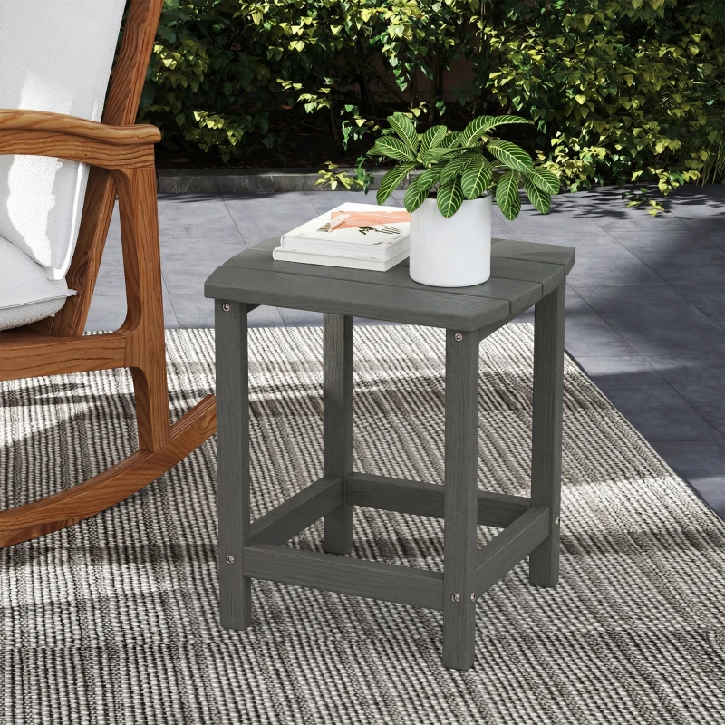Outsunny Tuintafel, weerbestendig balkontafel van HDPE, eettafel outdoor campingtafel voor tuin terras balkon 48x37x46 cm grijs