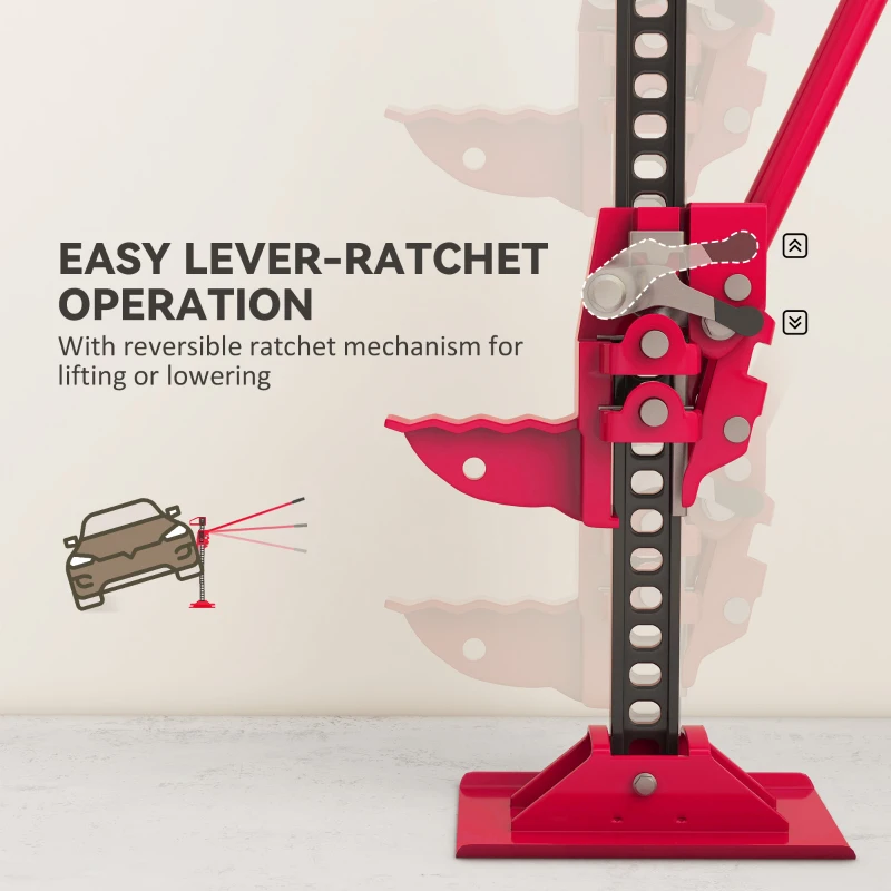 HOMCOM 3 Tonne Farm Jack, 33" High Lift Jack for 4x4 Tractors Trucks Agricultural Lifting, Red