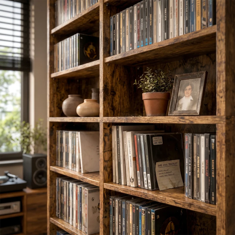 HOMCOM 640 CD Storage Tower - Rustic Brown