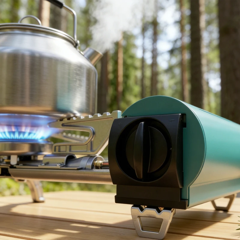 Outsunny 2670W Foldable Camping Stove with Safety Shut-Off, Piezo Ignition Gas Stove with Carry Bag, Green
