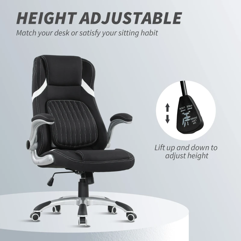 Vinsetto Linen-Look Office Chair, with Adjustable Height and Tension - Black