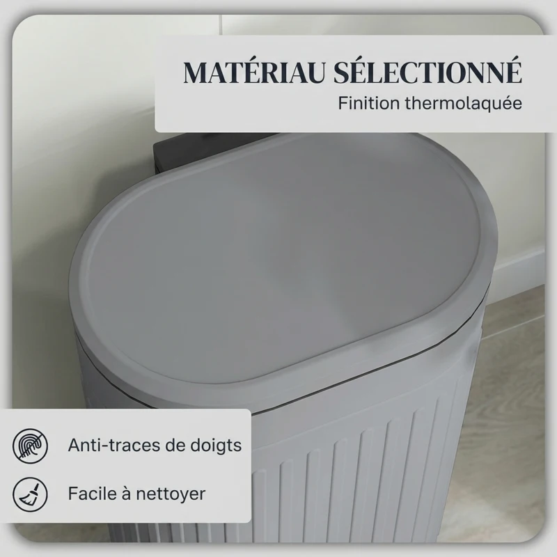 HOMCOM Poubelle de cuisine poubelle à pédale 30L couvercle à fermeture douce seau intérieur amovible 36,5 x 31,2 x 60,8 cm gris
