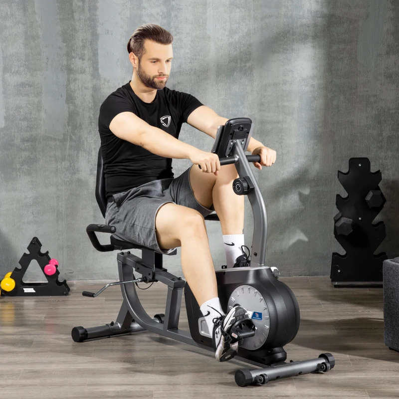Vélo d'appartement semi-allongé vélo couché - Aosom.fr x FFHandball - écran LCD siège réglable 8 niveaux de résistance