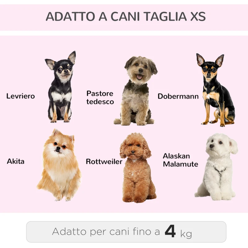 PawHut Trasportino Zaino 2 in 1 per Cani e Gatti con Tasche Laterali, Maniglia Telescopica e Ruote, 42x25x55cm, Rosa
